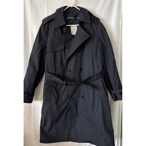 DSCP Mens All Weather Military Trench Coat 44 R Navy Double Breasted Lined Belt